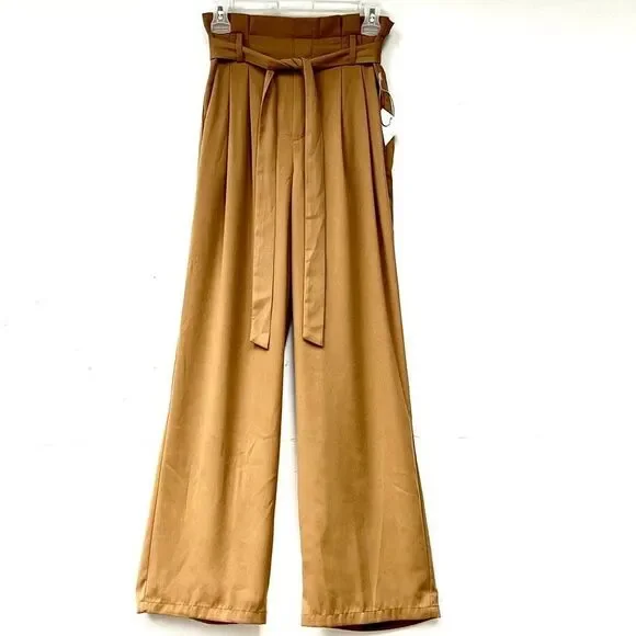 Women's New High Rise Tie Front Paper Bag Waist Dress Pants XS NWT - Picture 6 of 6